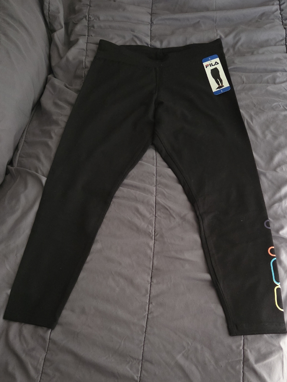 Fila Black Women's Leggings with Rainbow Side Logos